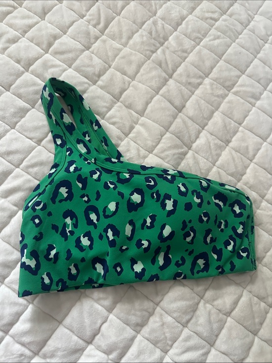 all in motion Tops - Green Leopard-Print One-Shoulder Girls Sports Top